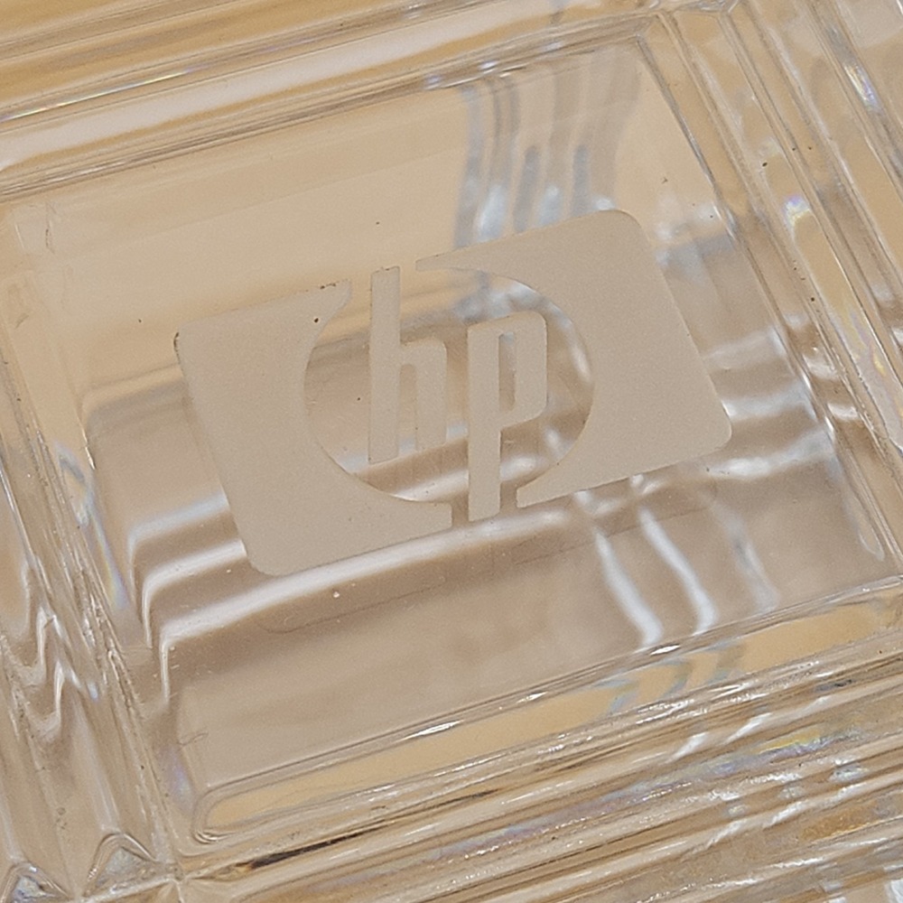 Vintage HP Hewlett Packard Glass Trinket Dish Employee Giveaway Box - Picture 2 of 8